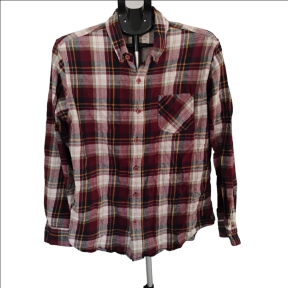 Weatherproof Men's Plaid Shirt - Burgundy and White